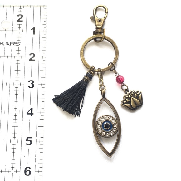Antique Brass Evil Eye Keychain - Picture 3 of 5